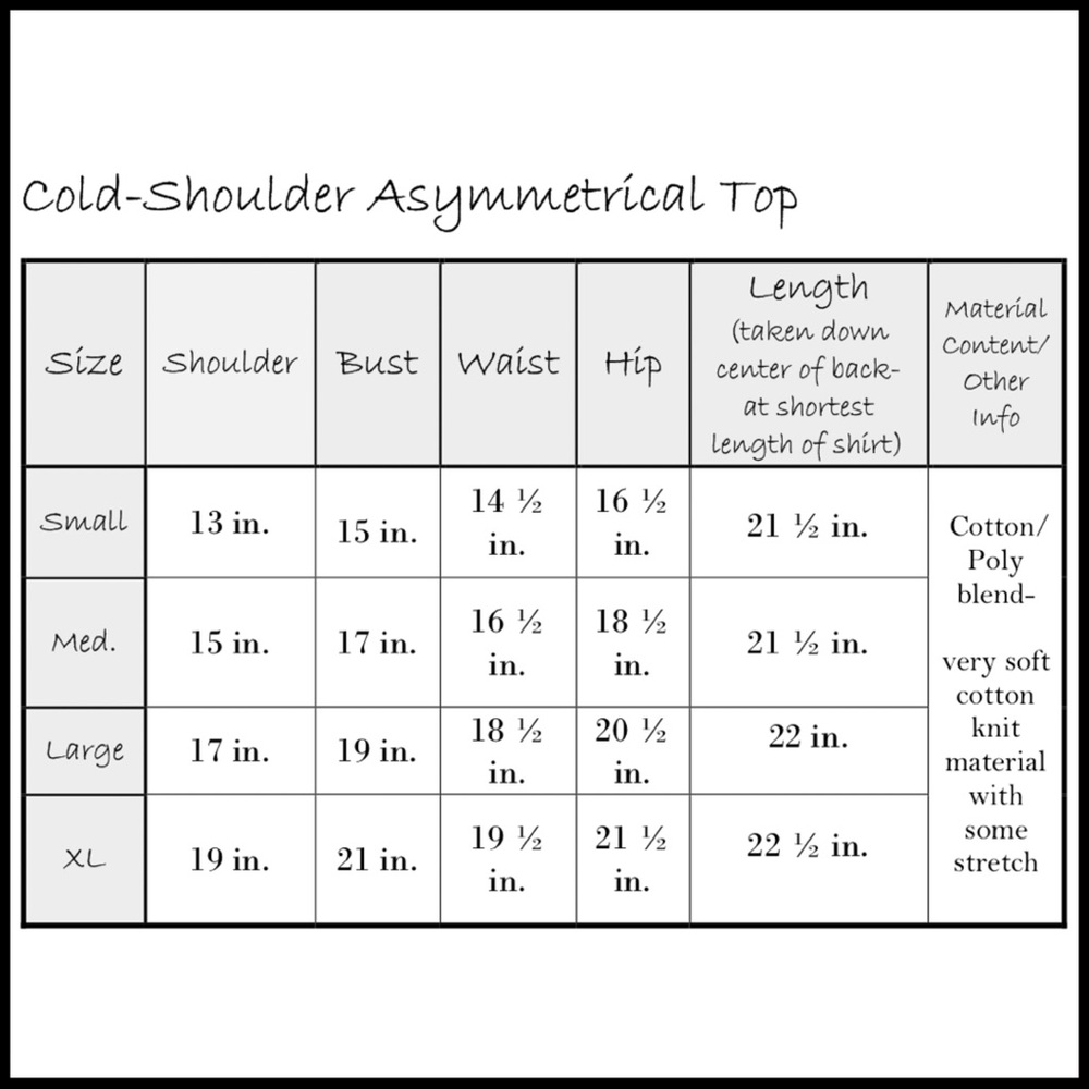 Cold Shoulder Top. (Sz. M-3X) - Picture 2 of 6