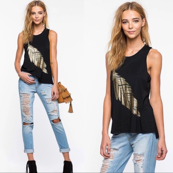 Gold Foil Feather Tee - Picture 3 of 5