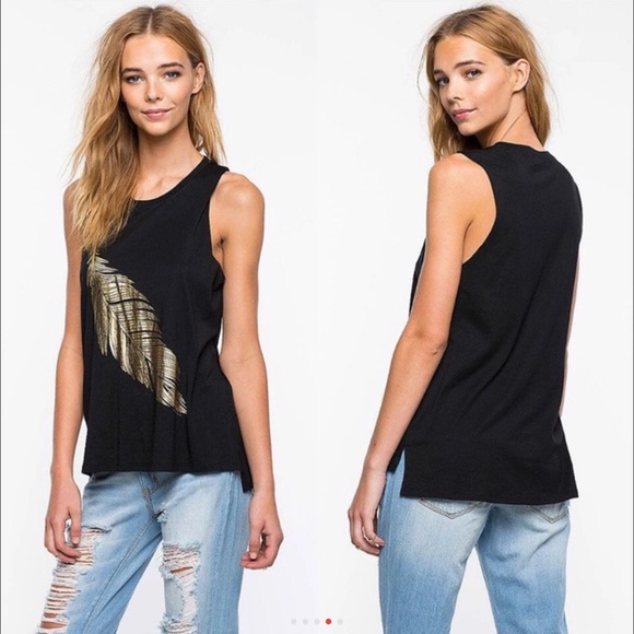 Gold Foil Feather Tee - Picture 5 of 5