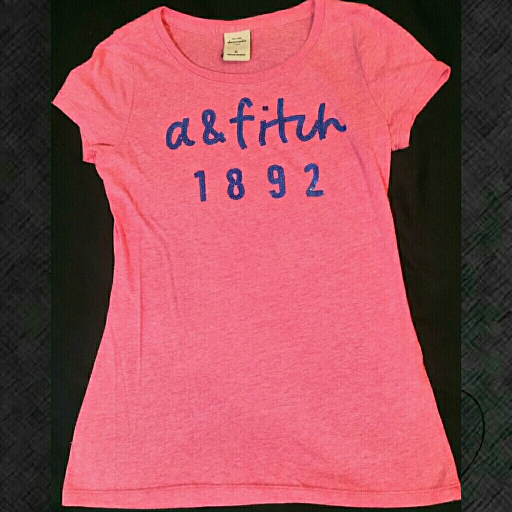 Bright Pink baby tee with p blue sequin wordin