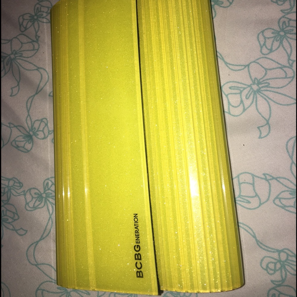 BCBG bright yellow clutch