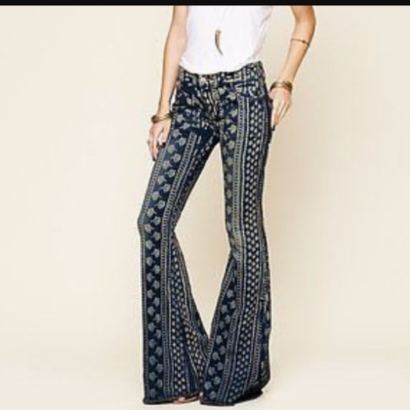 Free People Denim - Nwot 2017 FP print striped bell festival jean 24