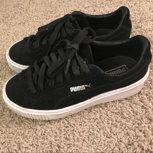 Puma black suede platform sneakers
