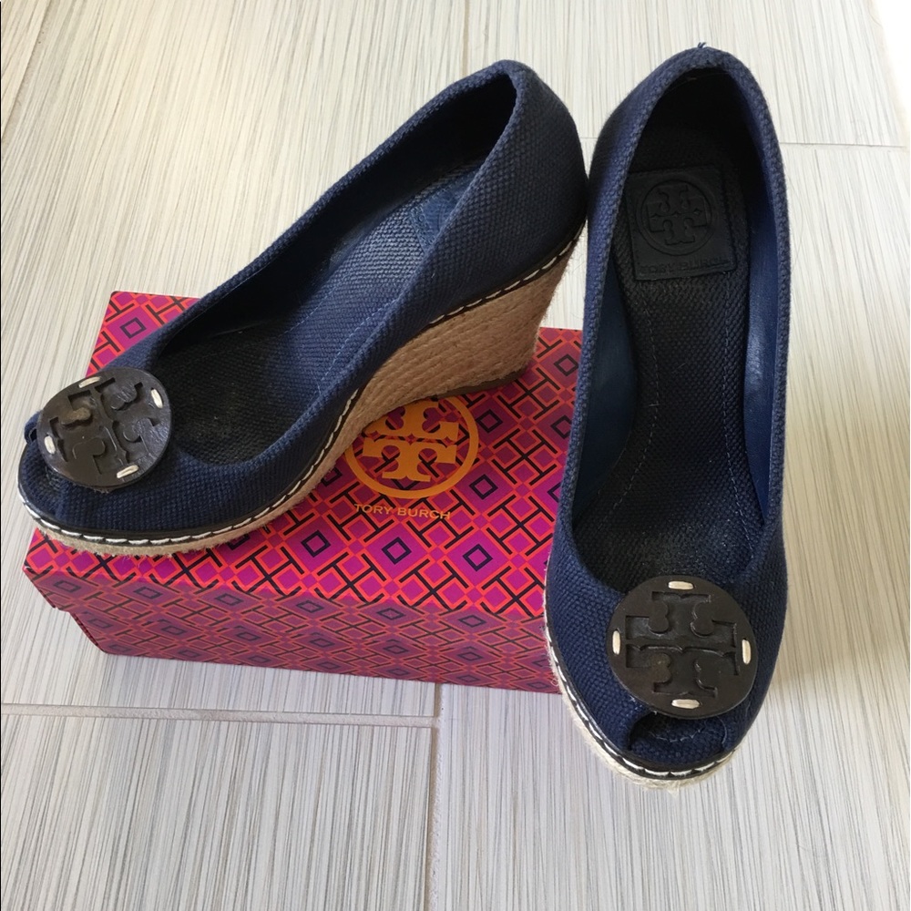 Tory Burch Navy Espadrilles/Wedges Sz8