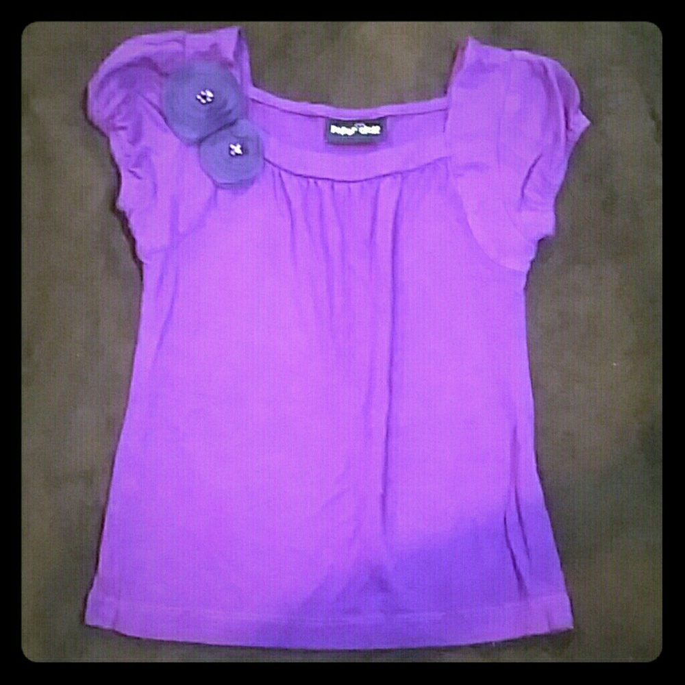 2 for $10   Purple Blouse with Floral Appliques