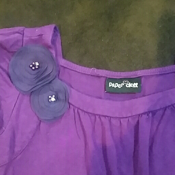 2 for $10   Purple Blouse with Floral Appliques - Picture 3 of 3