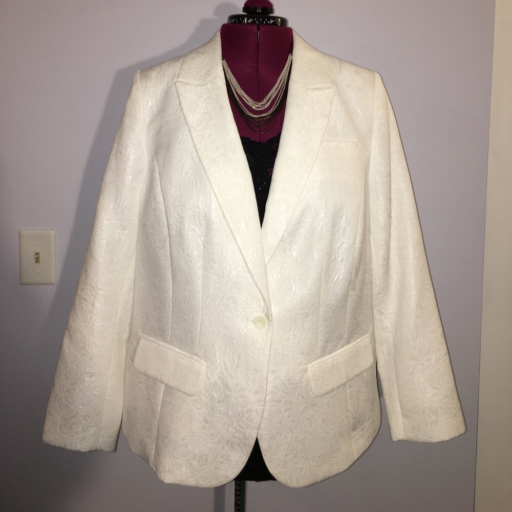 Lane Bryant Ivory Brocade Blazer Jacket