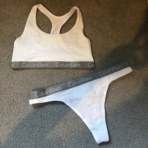 White Calvin Klein Sports Bra and Thong