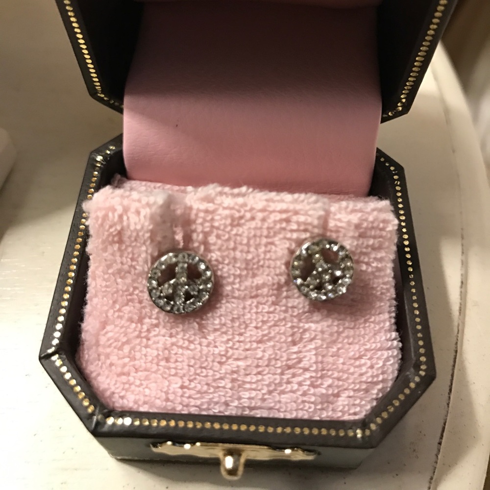 Juicy Couture brand new peace sign stud earrings