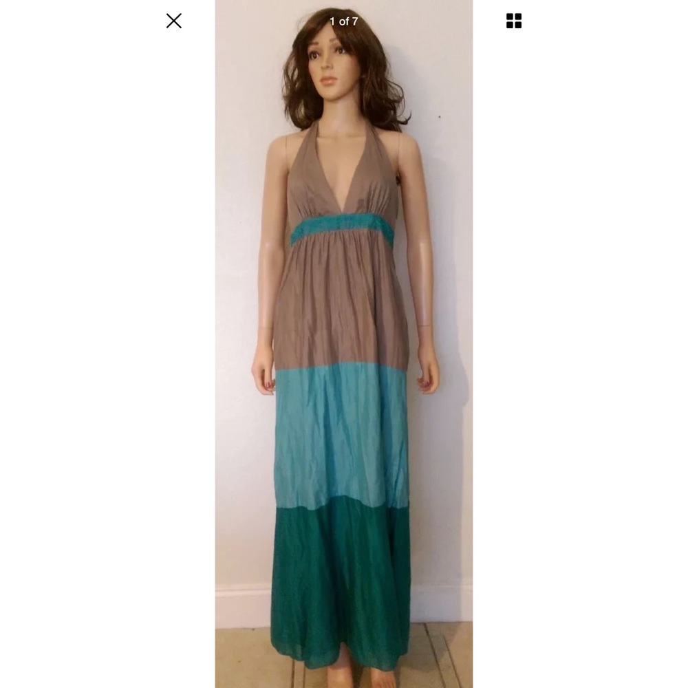 BCBG PARIS 100% COTTON  HALTER MAXI DRESS Sz S