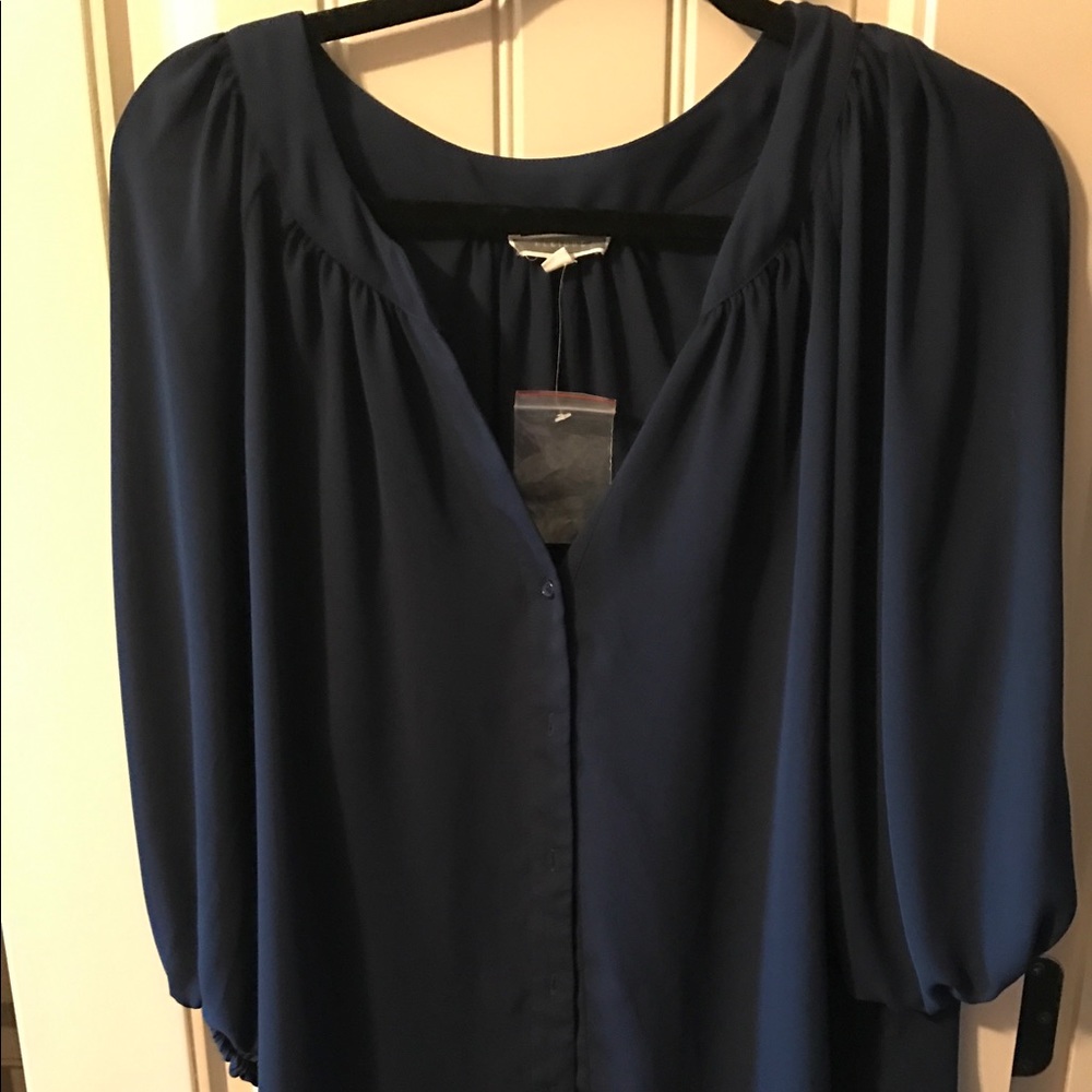 Long Sleeve Pleione Navy Blouse