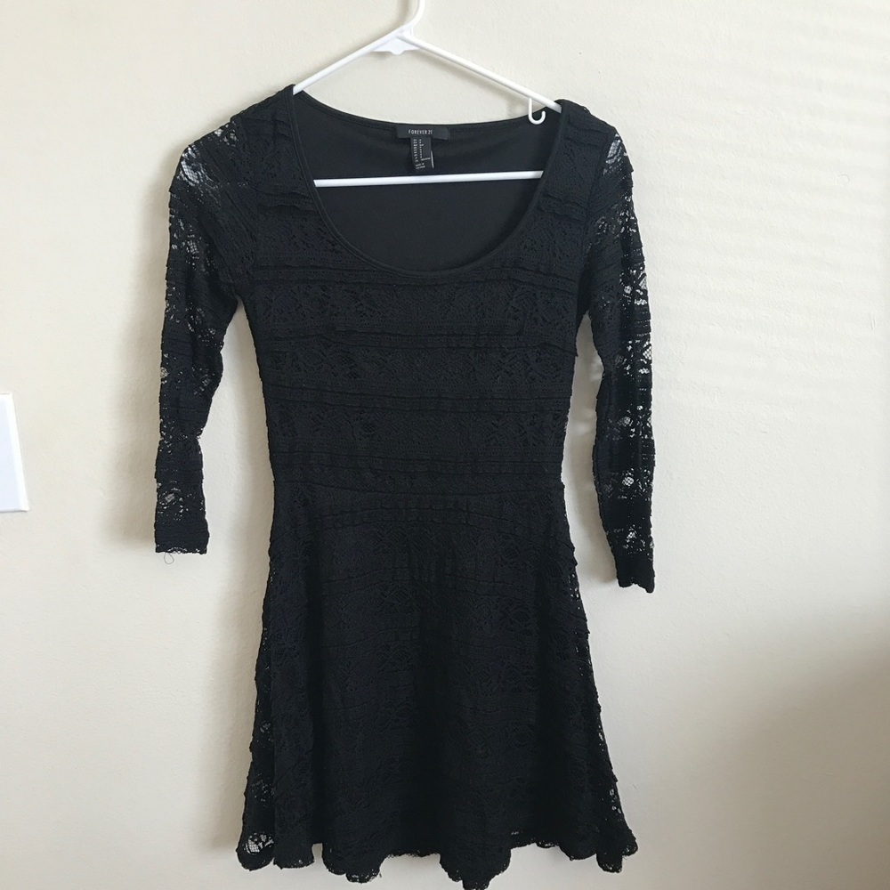 Forever 21 Black Lace Skater Dress