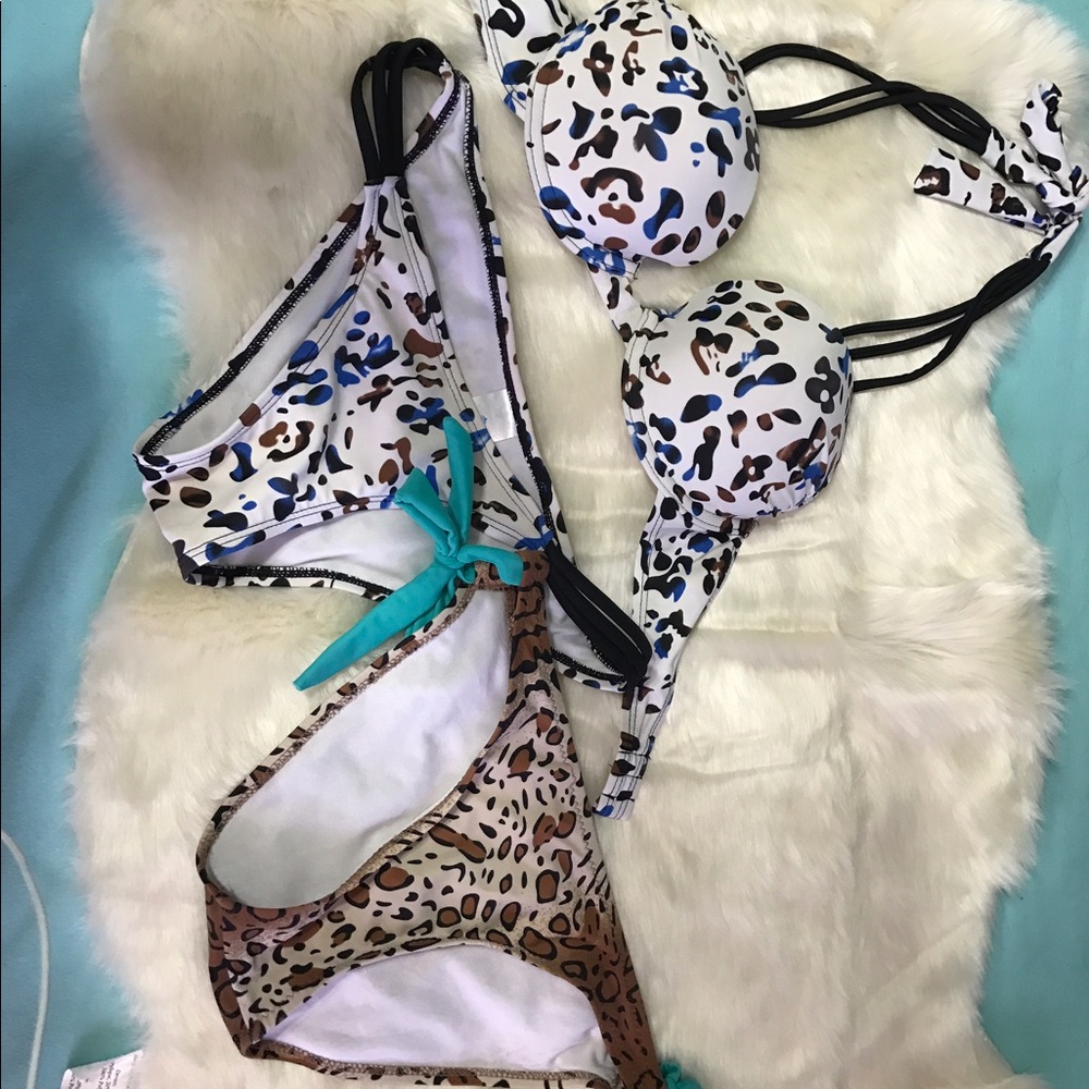 Two swim bottoms and a top