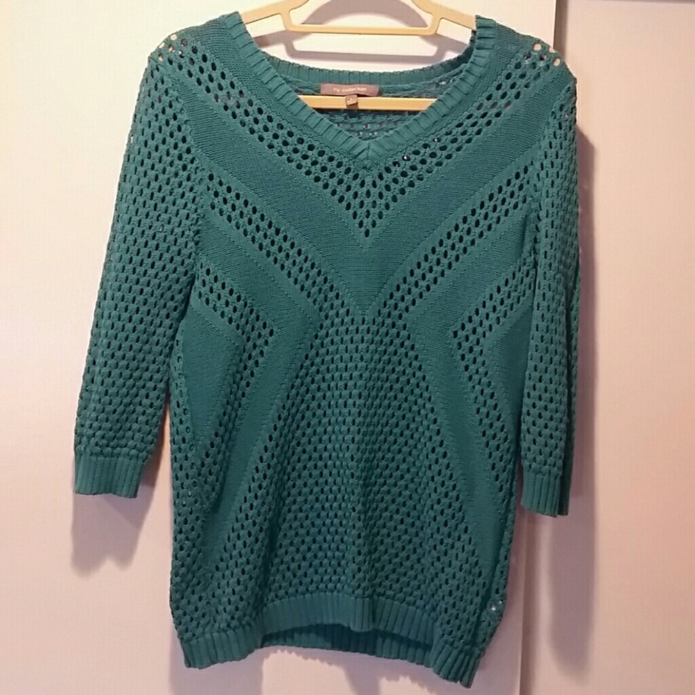 New York & company Teal see through top