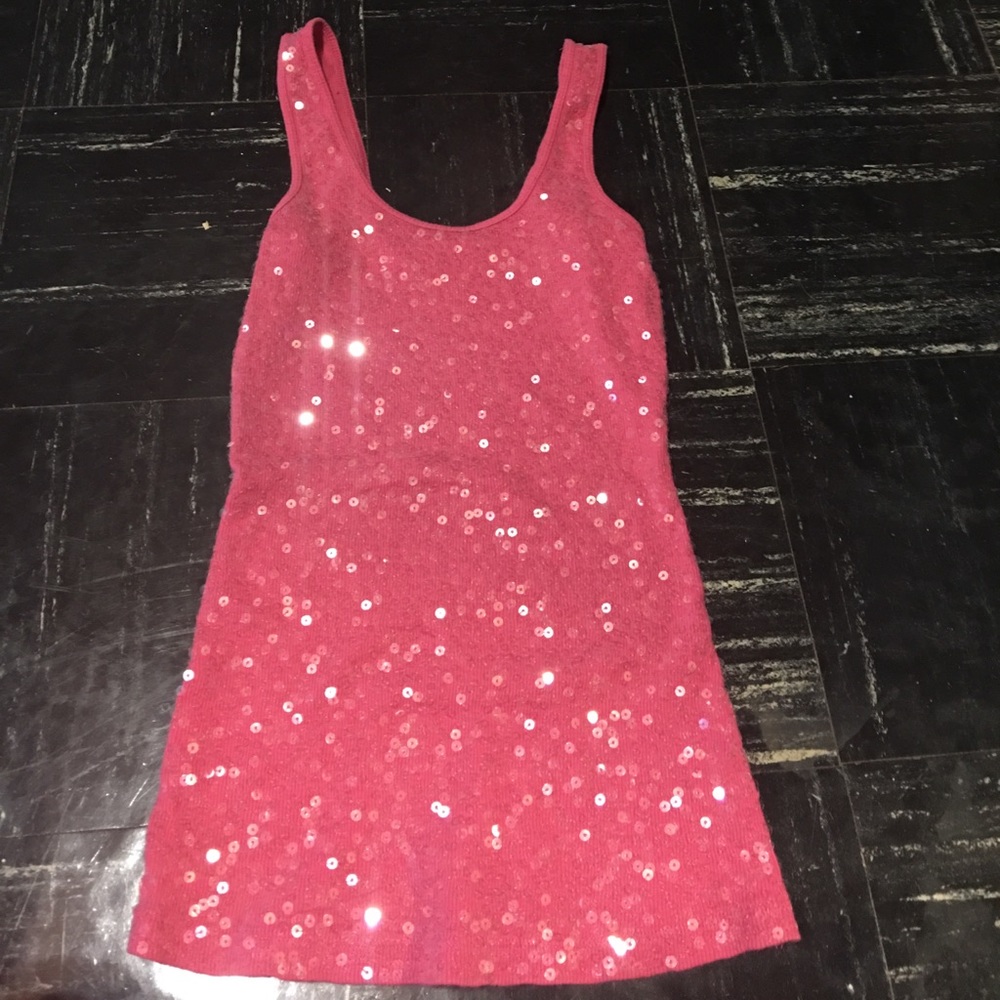 XS Express Pink Sequin Tank Top