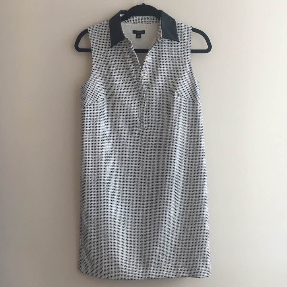 Ann Taylor Faux Leather Accent Collar Shirtdress