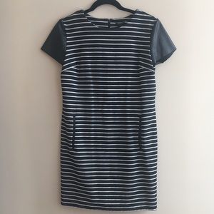 Ann Taylor Faux Leather Stripe Dress