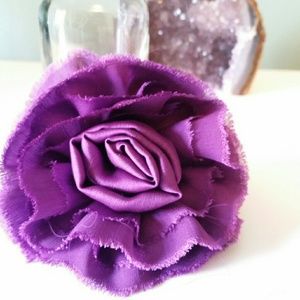 Purple Fabric Flower Pin or Hairclip
