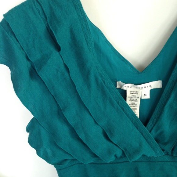 Max Studio Teal Ruffle Dress - Picture 3 of 5