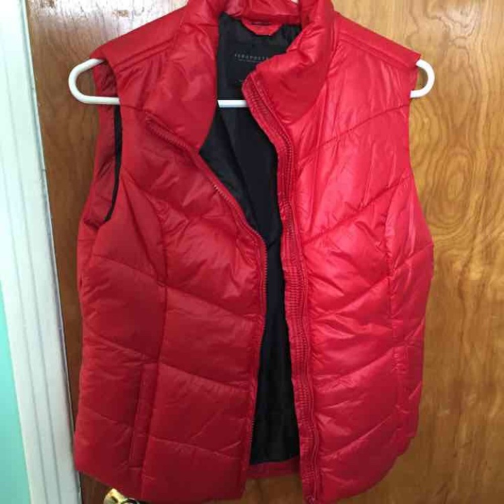 Red puffer vest