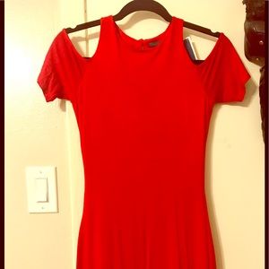 Red shoulder cutout dress