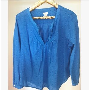 Jcrew Swiss Dot Blue Blouse