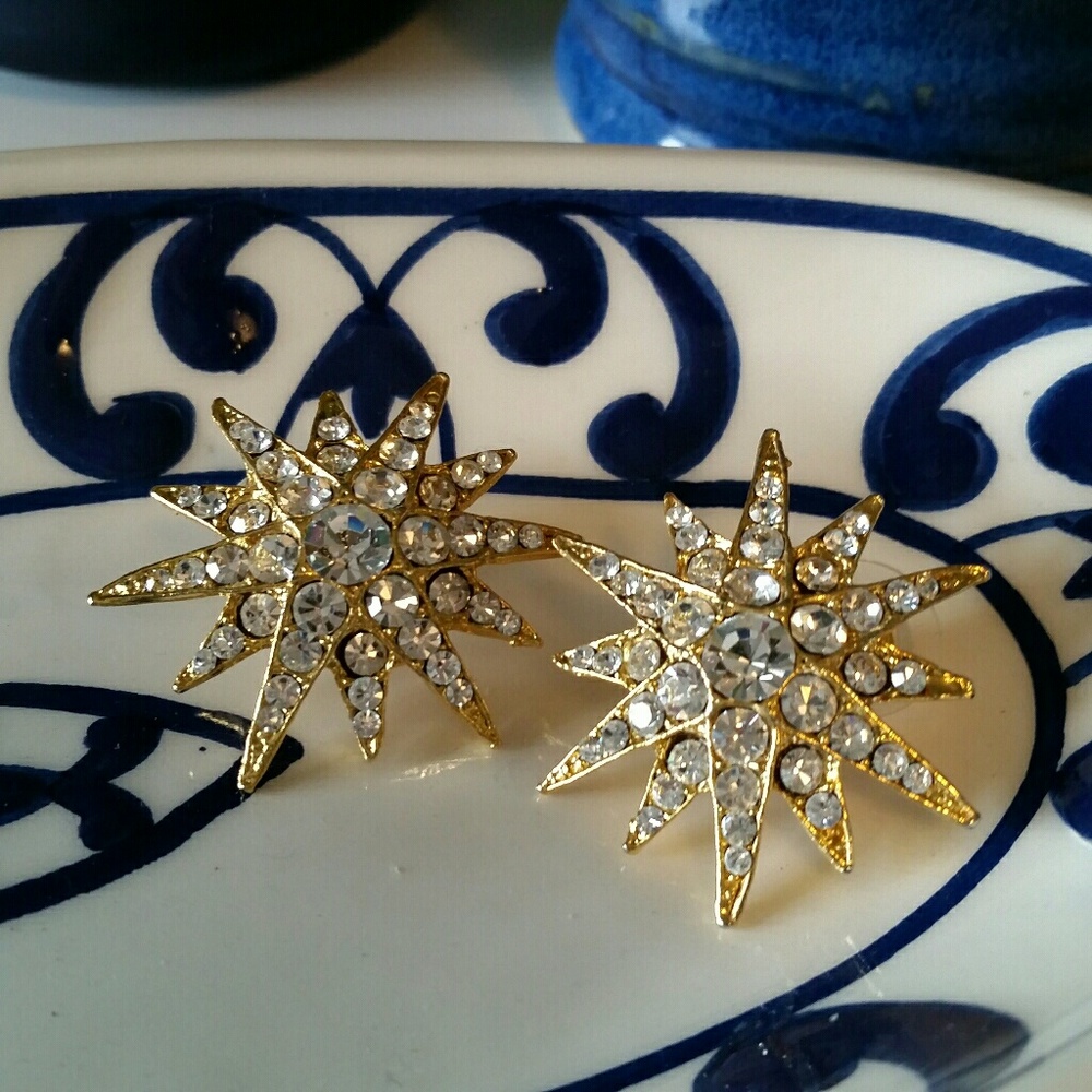 Fabulous Party Rhinestone Starburst Earrings