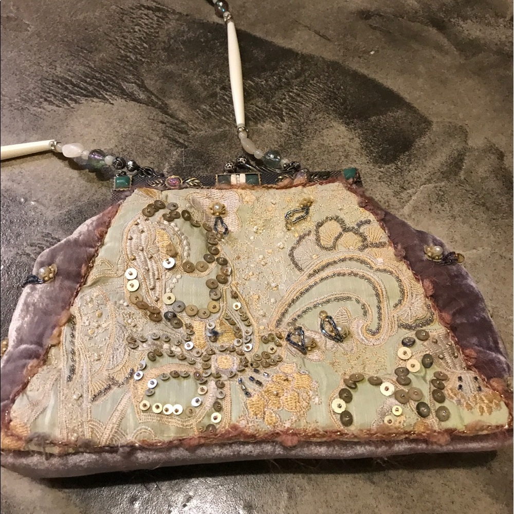 Soft velvet and sequins Mary Frances purse