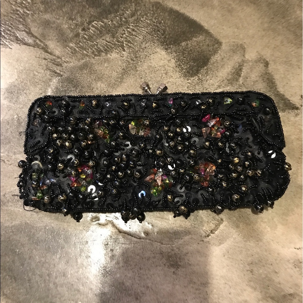 Black beaded clutch