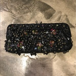 Black beaded clutch
