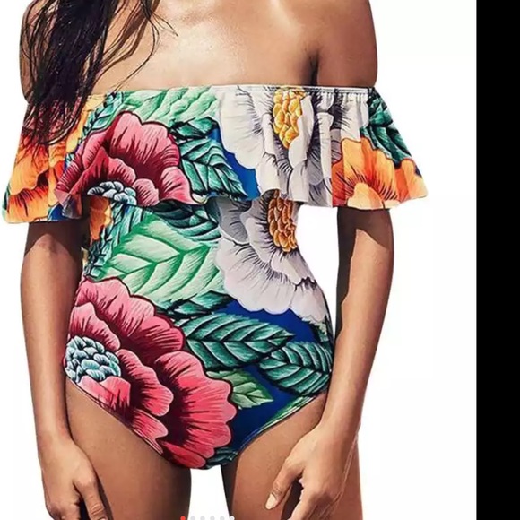 🌺FLORAL OFF THE SHOULDER ONE PIECE🌺 - Picture 3 of 4