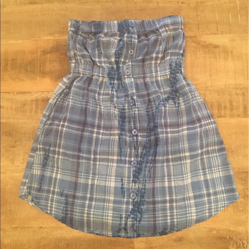 Strapless casual plaid tunic