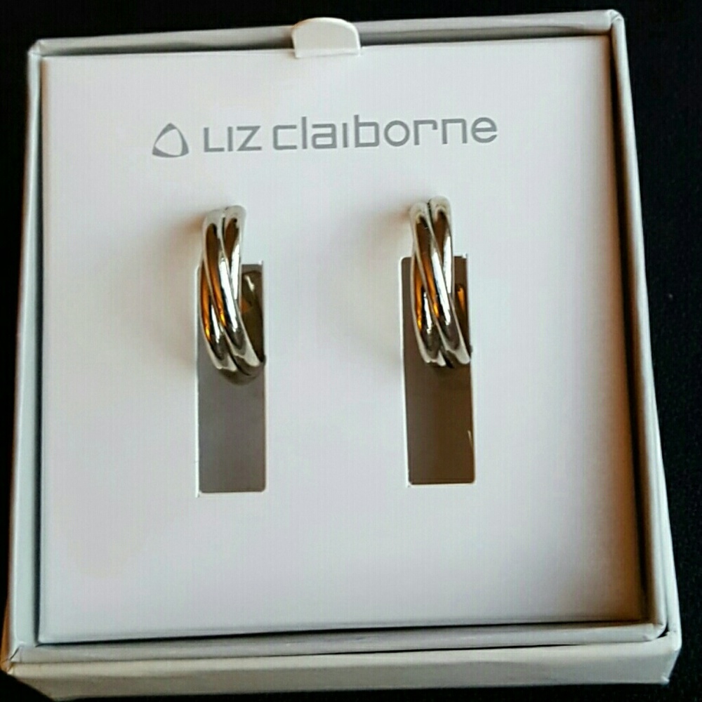 Liz Claiborne silver tone hoop earrings with posts