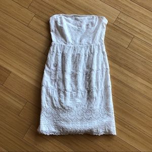 White Eyelet Strapless Dress
