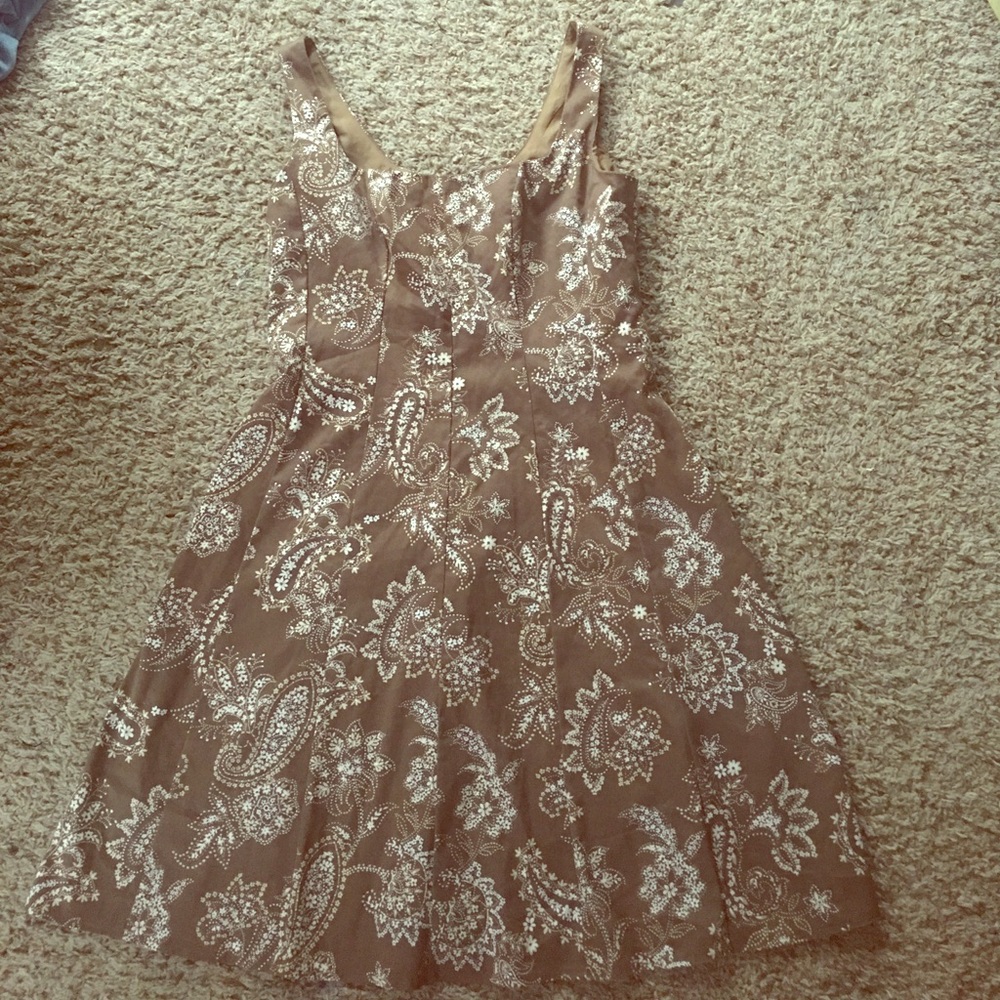 Karin Stevens Brown A-Line floral print dress