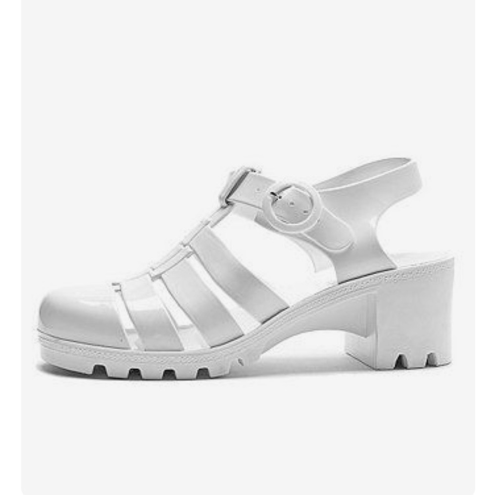 🆕 American Apparel White Woven Jelly Heels - 10 - Picture 2 of 6