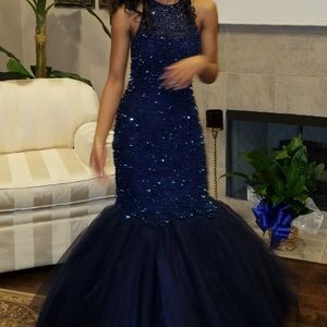 Sheri Hill Navy Blue Prom Dress