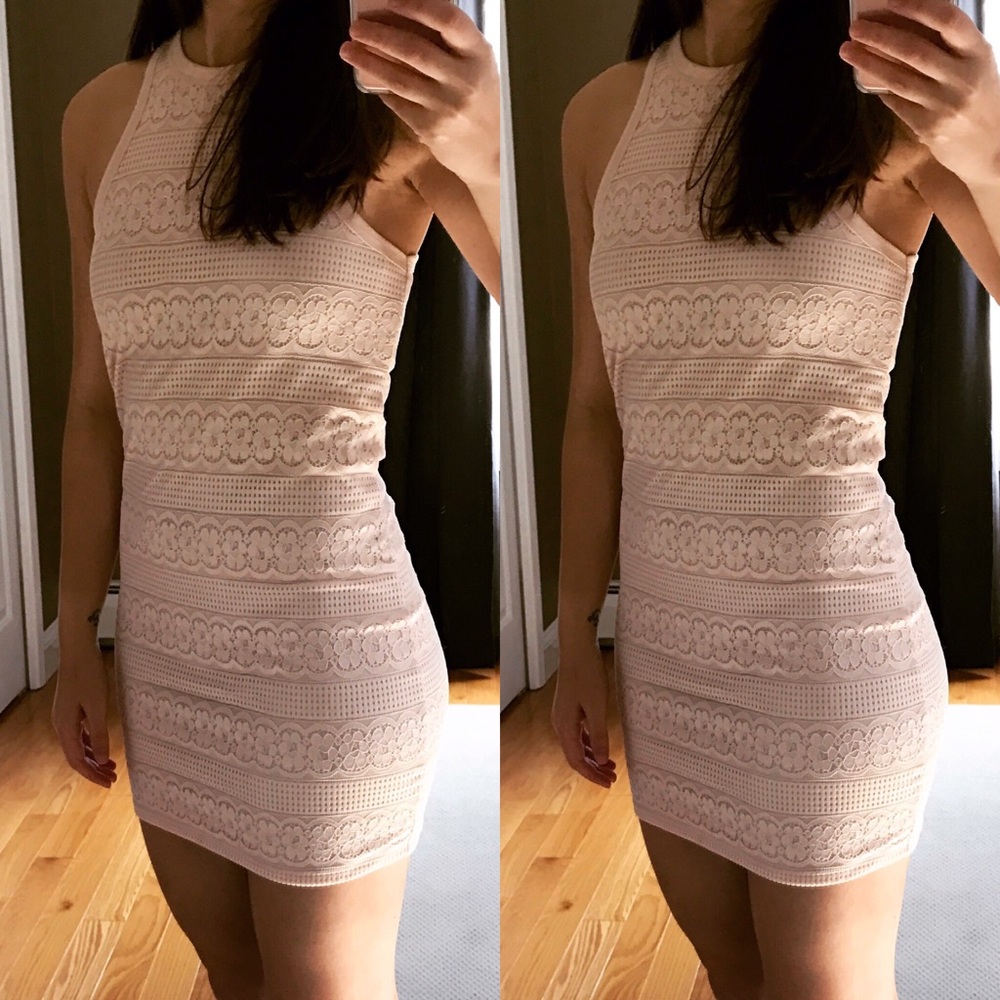 Forever 21 pink lace bodycon dress