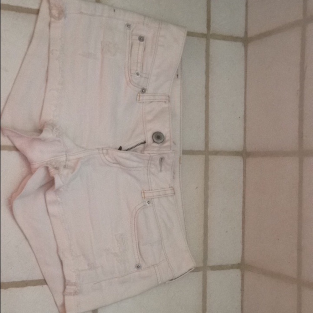 American Eagle White Midi Jean Shorts