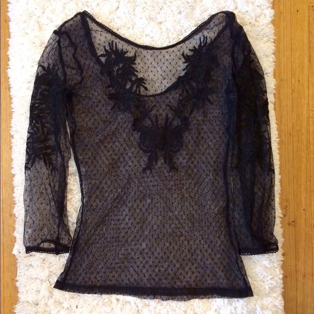 Bershka Polka Dot Sheer Mesh Top