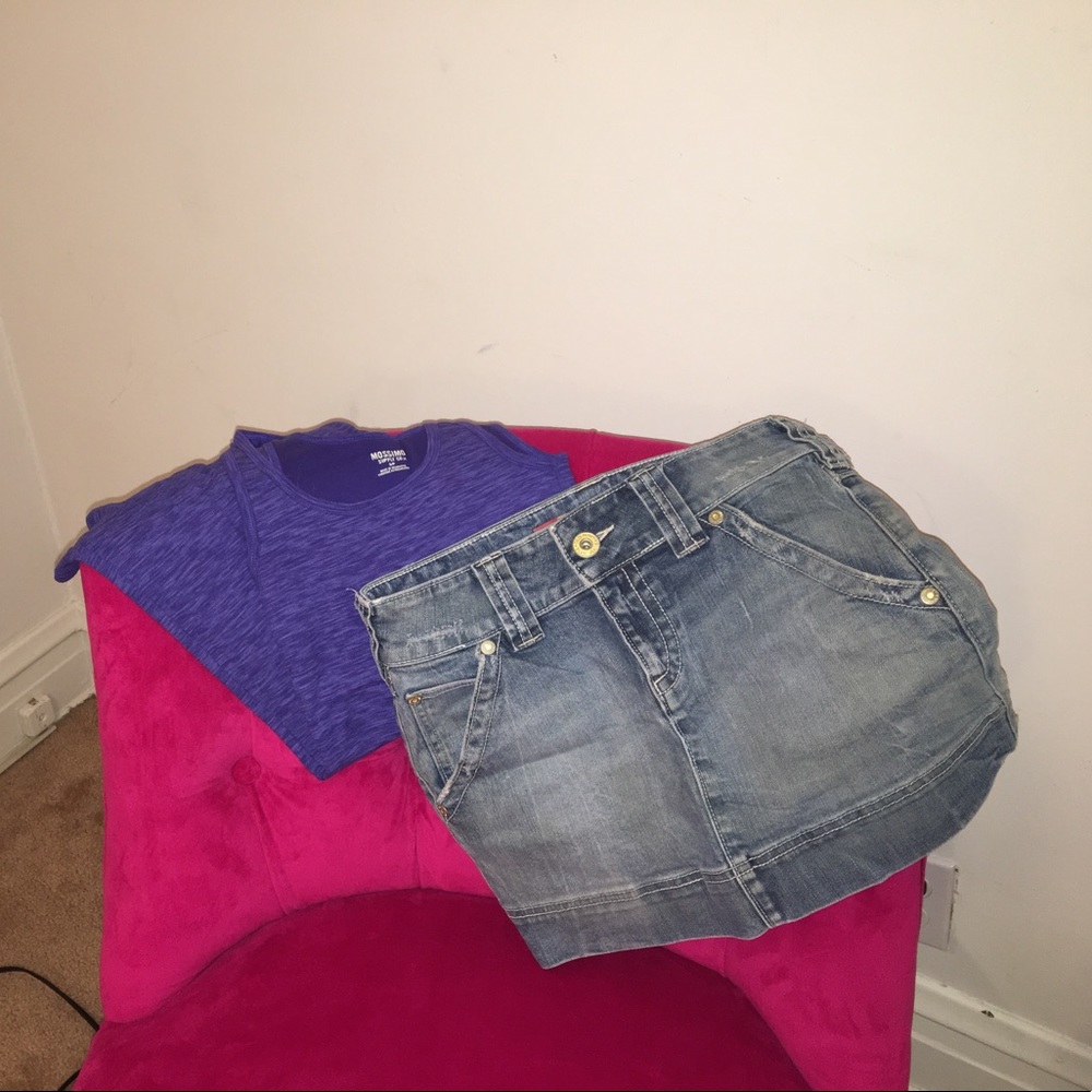 Distressed Denim Skirt