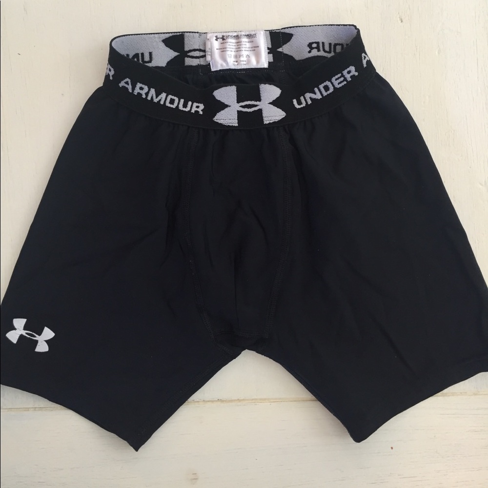Under armor compression shorts with cup pocket