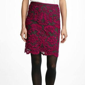 Anthropologie Embroidered Lace Pencil Skirt sz 2