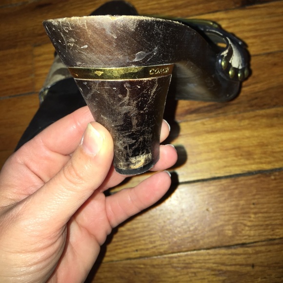 COACH sandals w/ small heel size 7 brown & gold - Picture 4 of 5