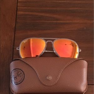 Rayban clear framed orange mirrored sunglasses