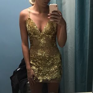 Jovani Gold Glitter Dress