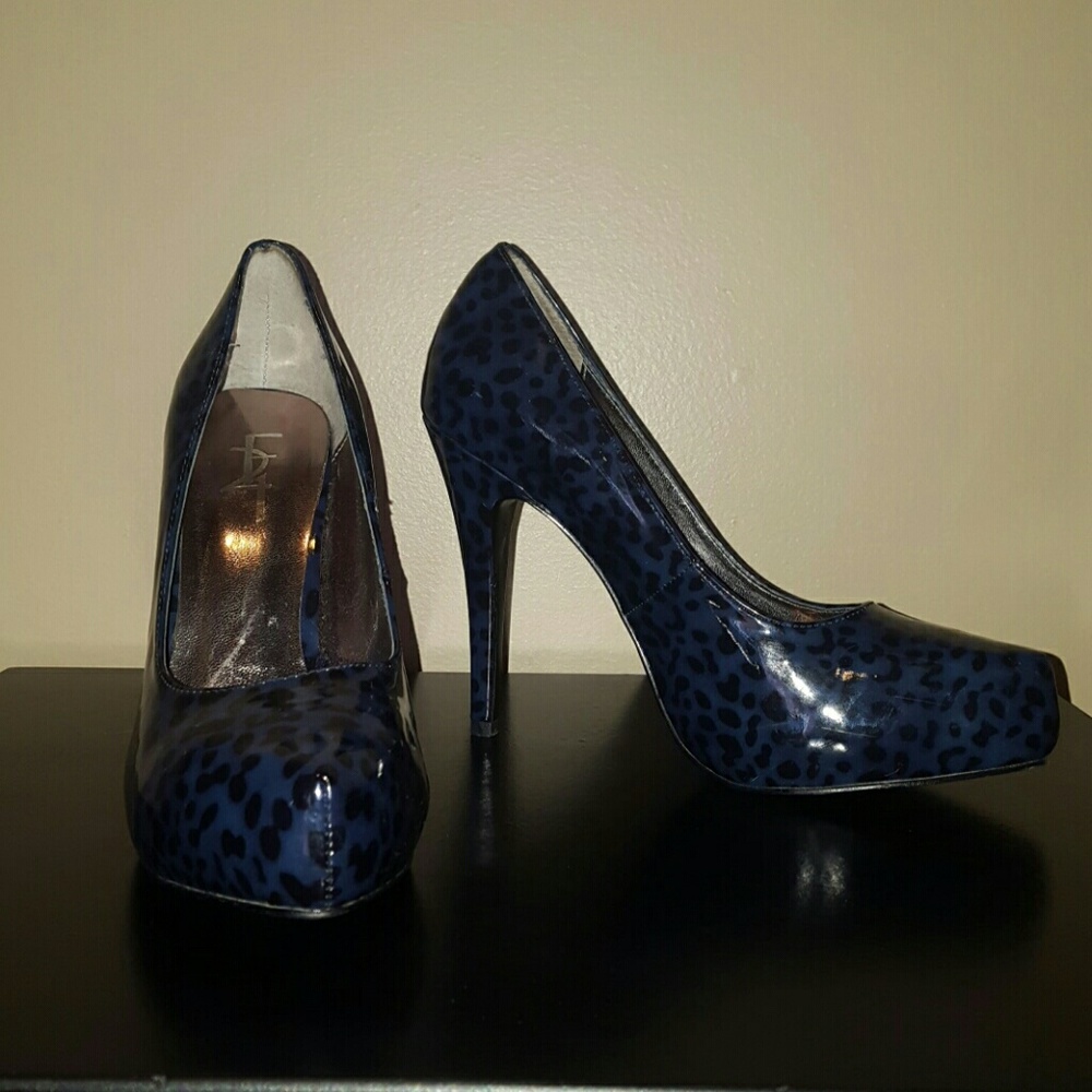 💋Blue animal print heels
