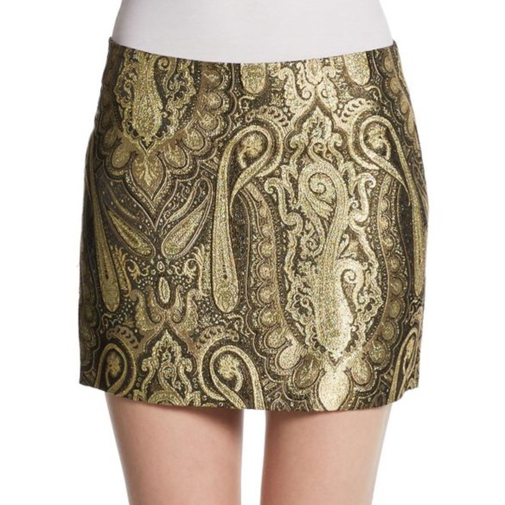 NWOT Alice & Olivia "Yolanda" gold mini skirt, 2
