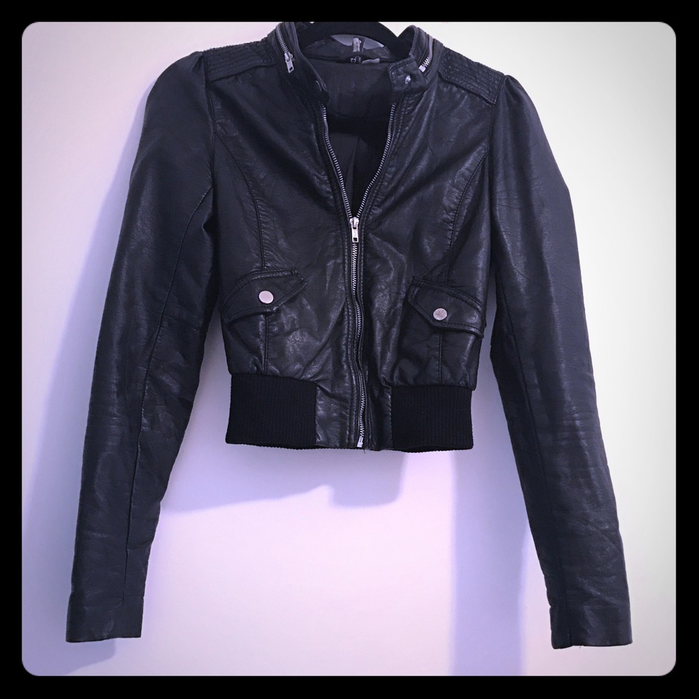 Black Vegan leather jacket size s