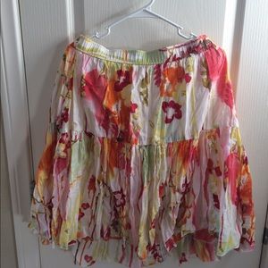 Watercolor print spring lined skirt